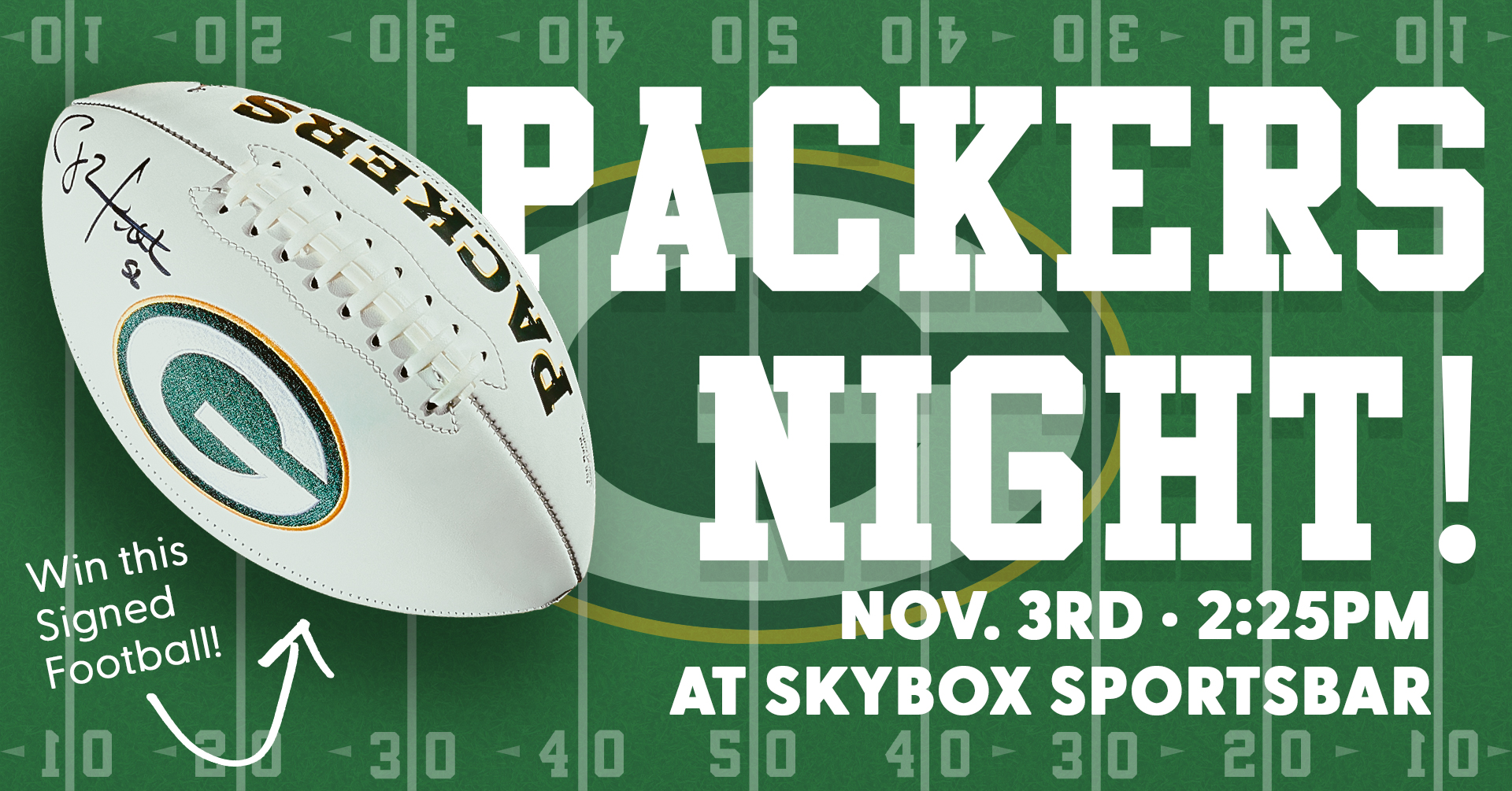 Packers Watch Party at Firehouse Sky Box on November 3, 2024